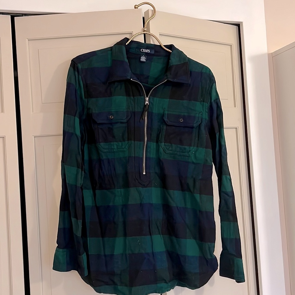 Chaps - Ralph Lauren Plaid zip top with pockets M